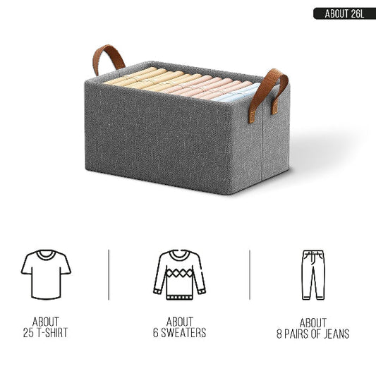 Foldable Fabric Storage Boxes, Pack of 2 – Grey, Handles, 46 x 28 x 20 cm - photo 2
