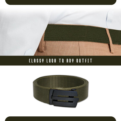 Nylon Webbing Belt with Plastic Slide Buckle – Army Green, Black or Navy, 120 cm - photo 3