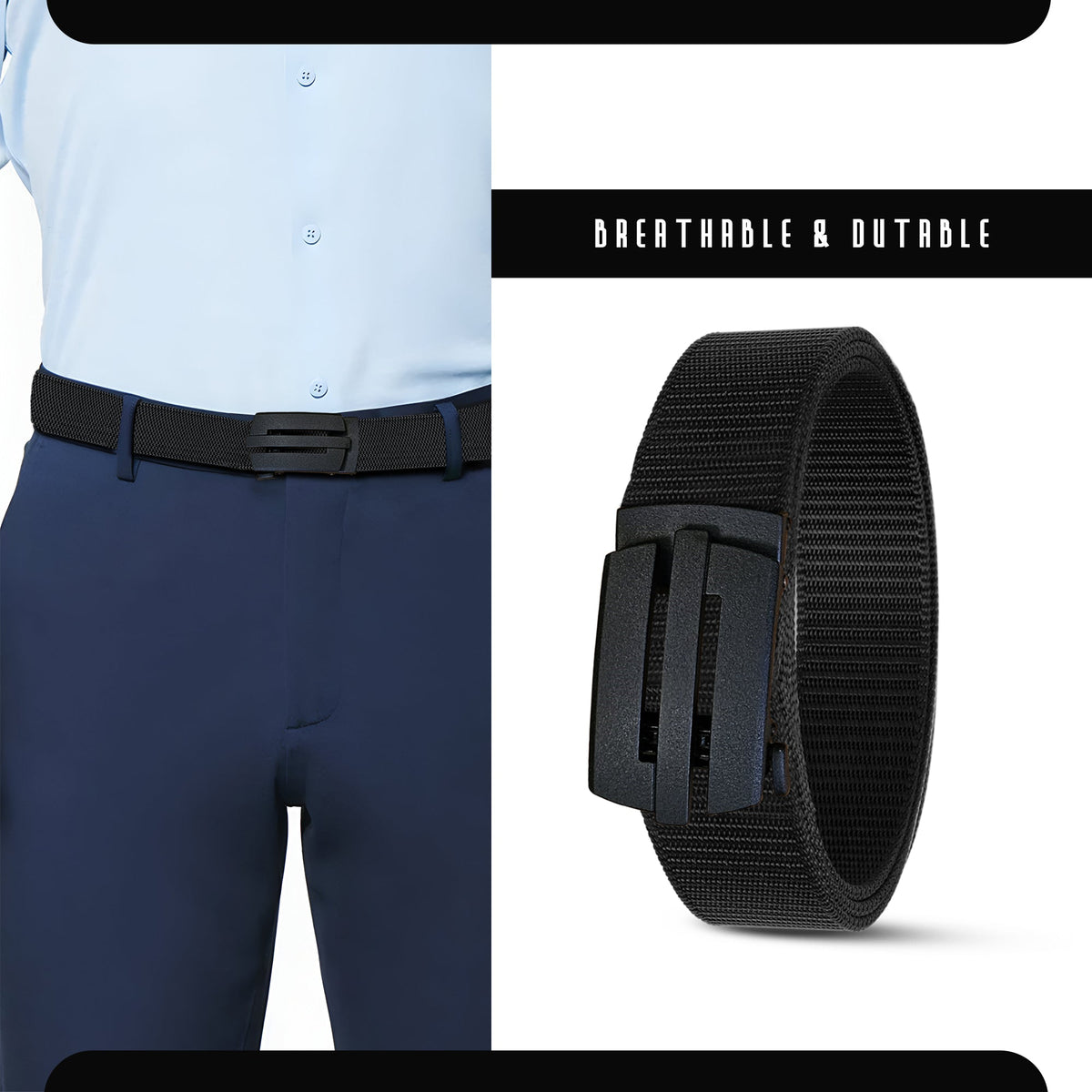 Nylon Webbing Belt with Plastic Slide Buckle – Army Green, Black or Navy, 120 cm - photo 4