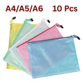 Mesh Zip Document Bags – Pack of 10, A4 or A5, Assorted Colours - A4