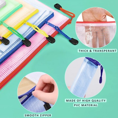Mesh Zip Document Bags – Pack of 10, A4 or A5, Assorted Colours - photo 3