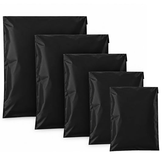 Mixed-Size Mailing Bags – Pack of 100, 5 Sizes, Black, Pink or White - Black