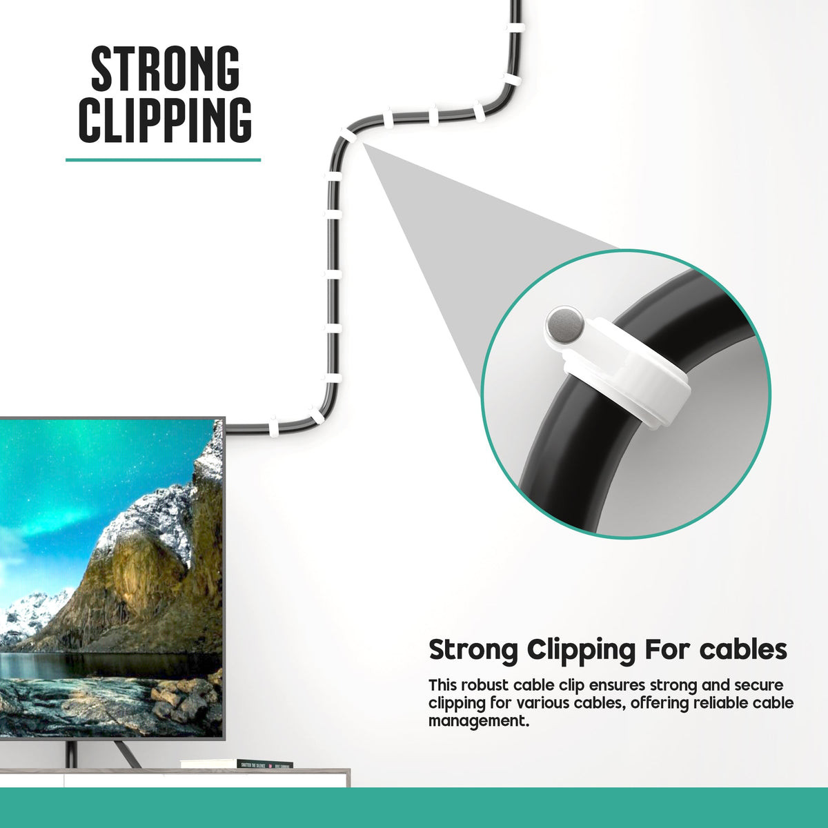 Round Cable Clips with Steel Nails, 7 mm – Pack of 100, White - photo 3