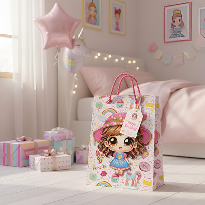 Cartoon Girl Gift Bags with Handles – Pack of 12, 2 Design Sets, 26 x 32 cm - photo 7