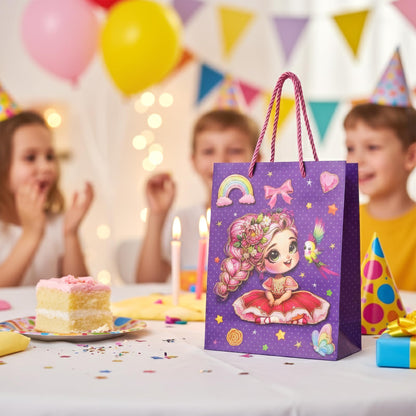 Cartoon Girl Gift Bags with Handles – Pack of 12, 2 Design Sets, 26 x 32 cm - photo 10