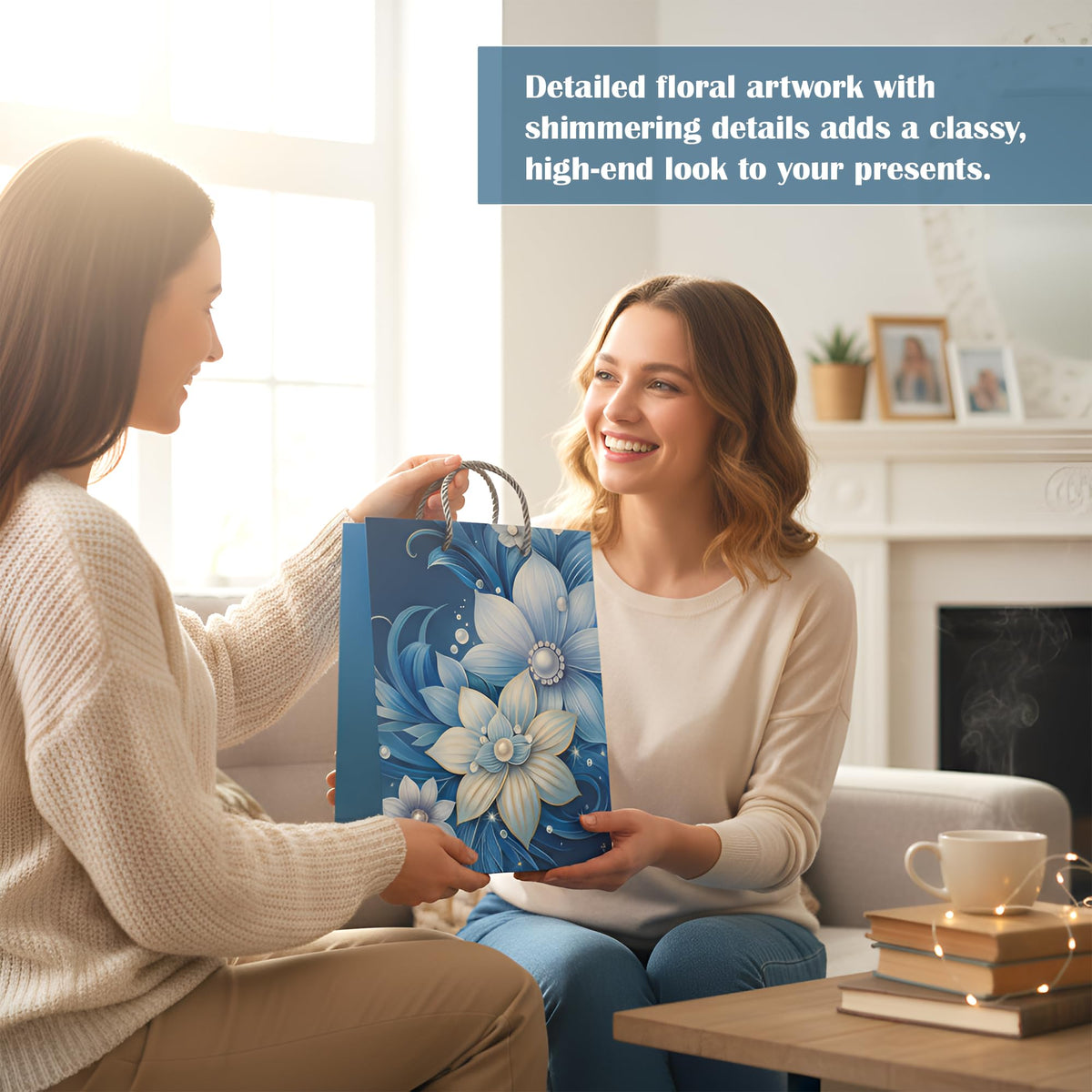 Small Floral Gift Bags with Handles – Pack of 12, 4 Designs, 18 x 23.5 cm - photo 4