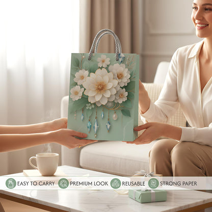 Small Floral Gift Bags with Handles – Pack of 12, 4 Designs, 18 x 23.5 cm - photo 5