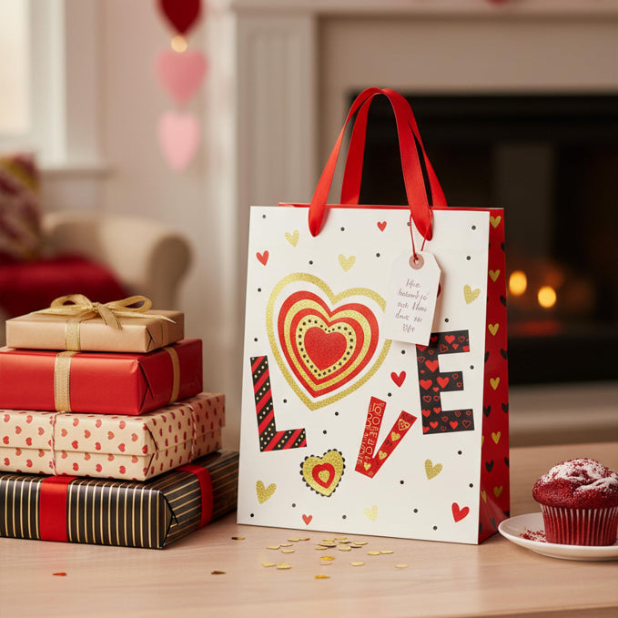 LOVE Valentine's Gift Bags with Handles – Pack of 12, 4 Designs, 30 x 39 cm - photo 2