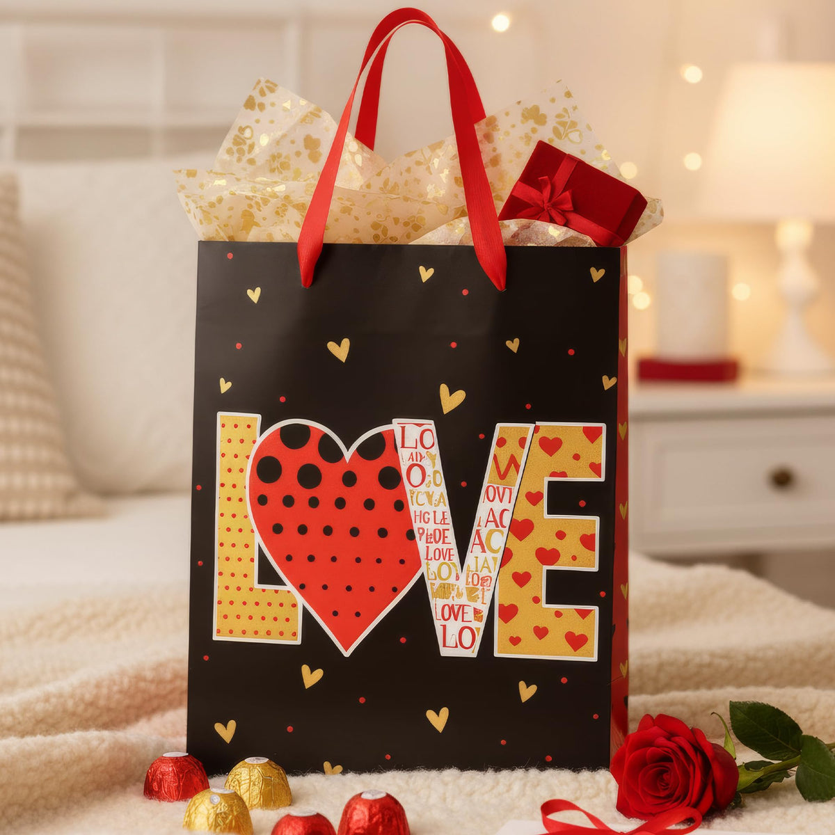 LOVE Valentine's Gift Bags with Handles – Pack of 12, 4 Designs, 30 x 39 cm - photo 7