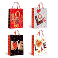 LOVE Valentine's Gift Bags with Handles – Pack of 12, 4 Designs, 30 x 39 cm