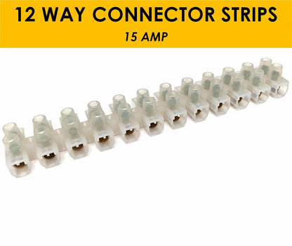 12 Way Choc Block Connector Strip – 5A, 6A, 10A, 15A & 60A - 15A, Single