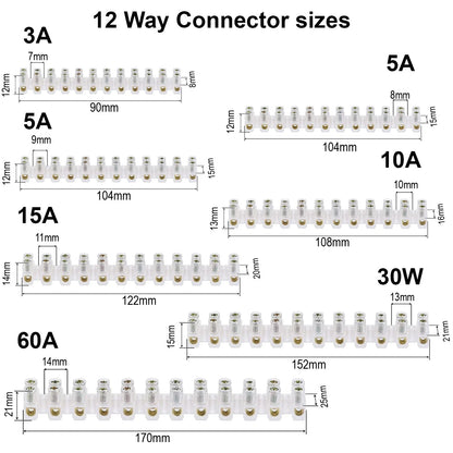12 Way Choc Block Connector Strip – 5A, 6A, 10A, 15A & 60A - photo 4