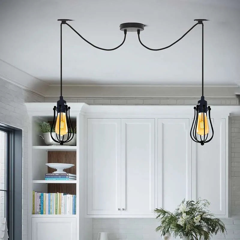 2-Light Swag Spider Pendant – Cage, Curvy or Dome Shades, E27
