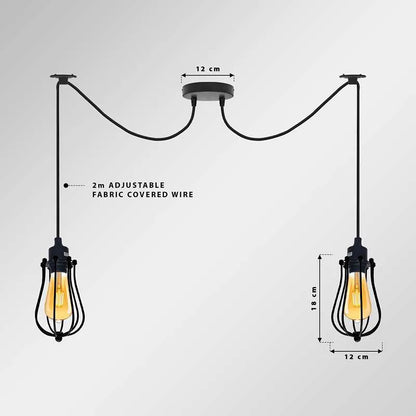 2-Light Swag Spider Pendant – Cage, Curvy or Dome Shades, E27 - photo 4