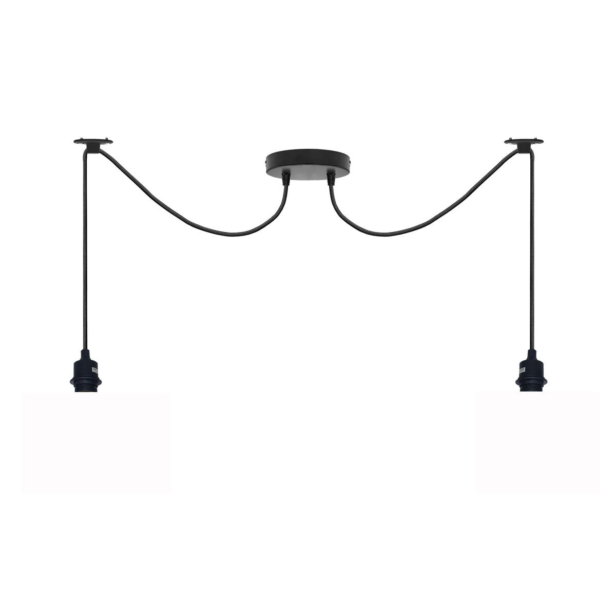 2-Light Swag Spider Pendant – Cage, Curvy or Dome Shades, E27 - Black, No Shade 120 mm Rose, Without Bulb