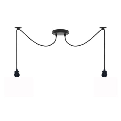 2-Light Swag Spider Pendant – Cage, Curvy or Dome Shades, E27 - Black, No Shade 120 mm Rose, Without Bulb