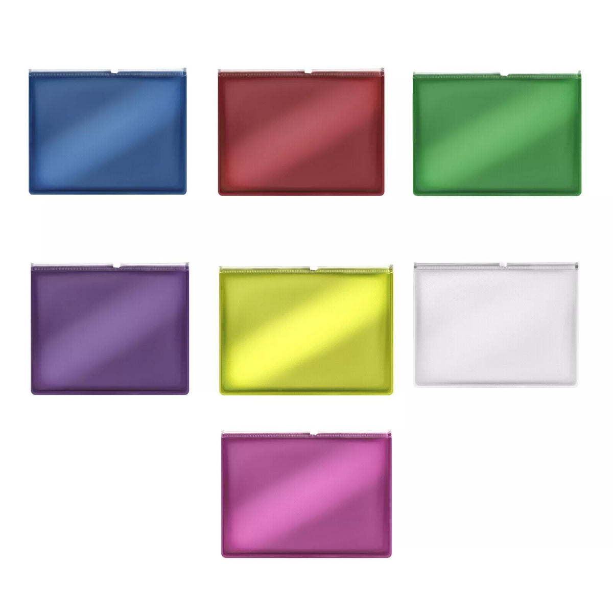Zip Document Wallets, Pack of 12 – A4 or A5, Single Colour or Assorted - Assorted, A5, Pack of 12