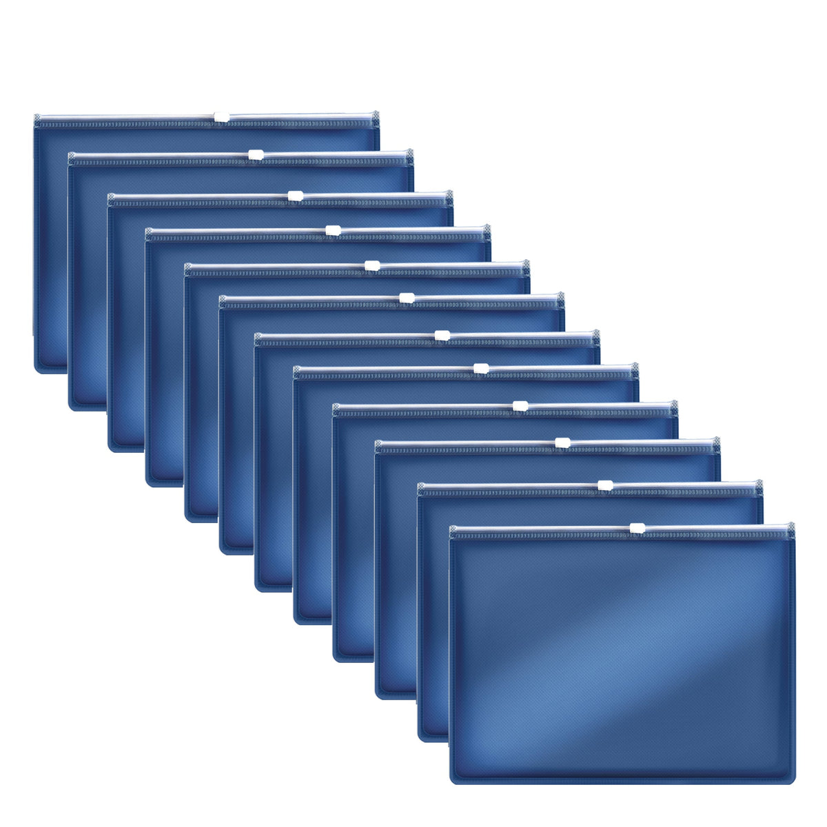 Zip Document Wallets, Pack of 12 – A4 or A5, Single Colour or Assorted - Blue, A4, Pack of 12