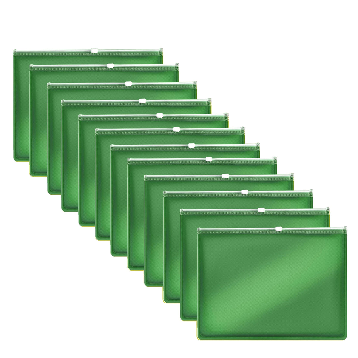 Zip Document Wallets, Pack of 12 – A4 or A5, Single Colour or Assorted - Green, A5, Pack of 12