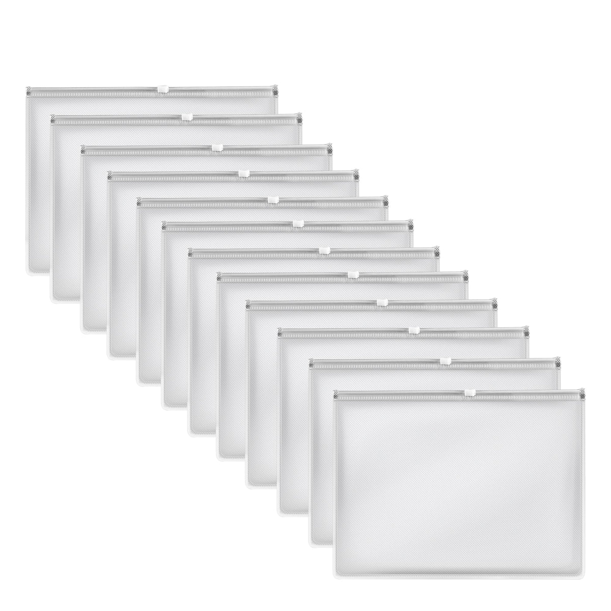 Zip Document Wallets, Pack of 12 – A4 or A5, Single Colour or Assorted - White, A5, Pack of 12