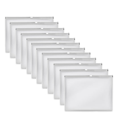 Zip Document Wallets, Pack of 12 – A4 or A5, Single Colour or Assorted - White, A5, Pack of 12