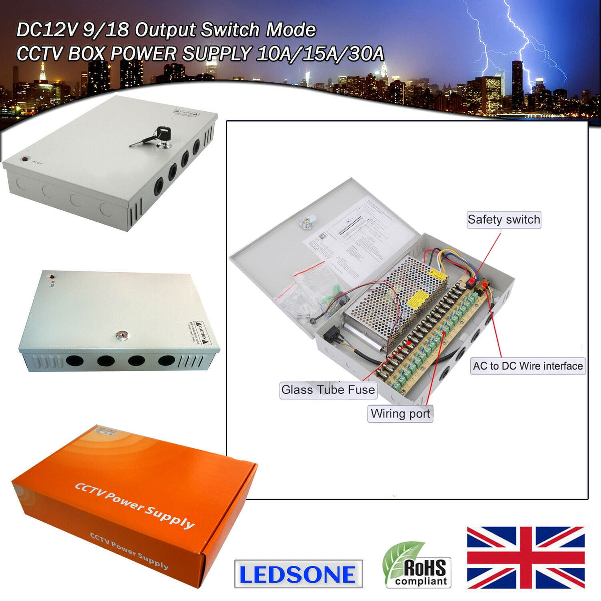 12V 5A CCTV 4 Channel Power Supply Distribution Box - photo 2