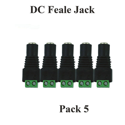 12V DC Female Jack Connectors 2.1 x 5.5mm – Pack of 4 or 5 - Female 2.1 x 5.5 mm, Pack of 5