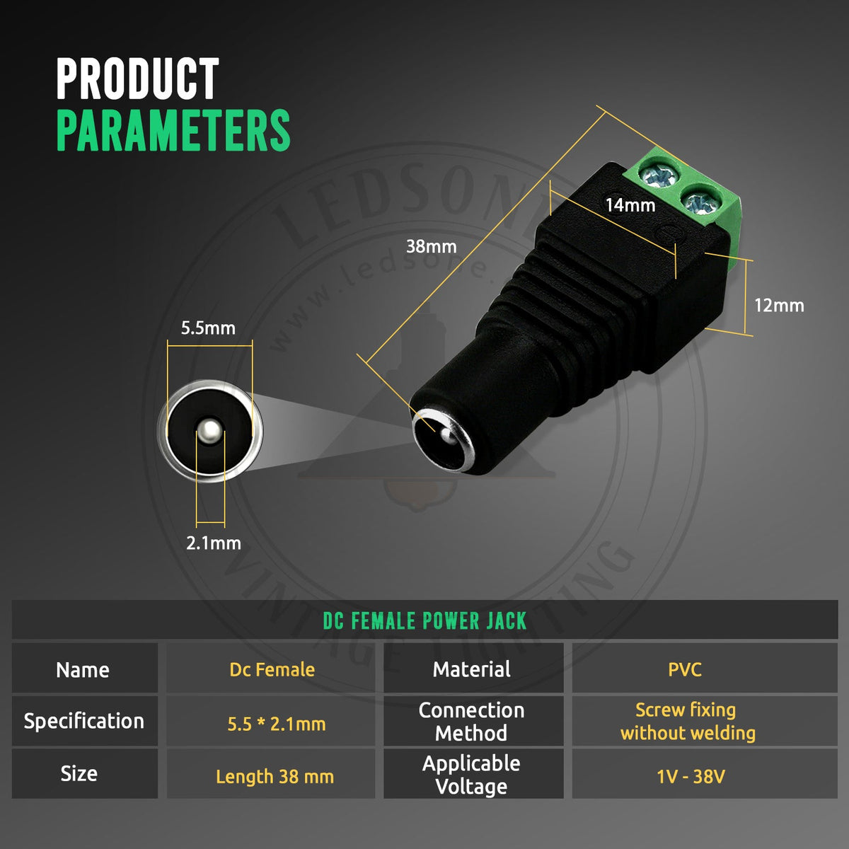12V DC Power Jack Connectors – Male & Female - photo 4