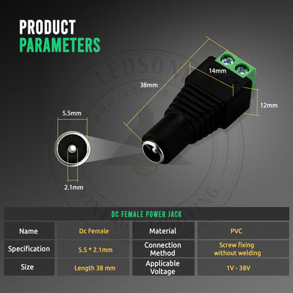 12V DC Power Jack Connectors – Male & Female - photo 4