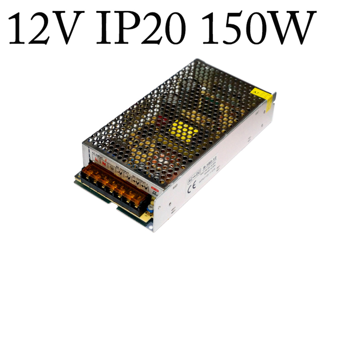 12V IP20 Enclosed Switching Power Supply – 12W to 600W - 150W, Single