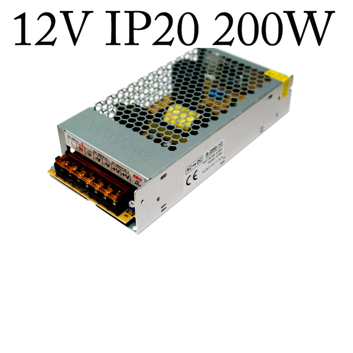 12V IP20 Enclosed Switching Power Supply – 12W to 600W - 200W, Single