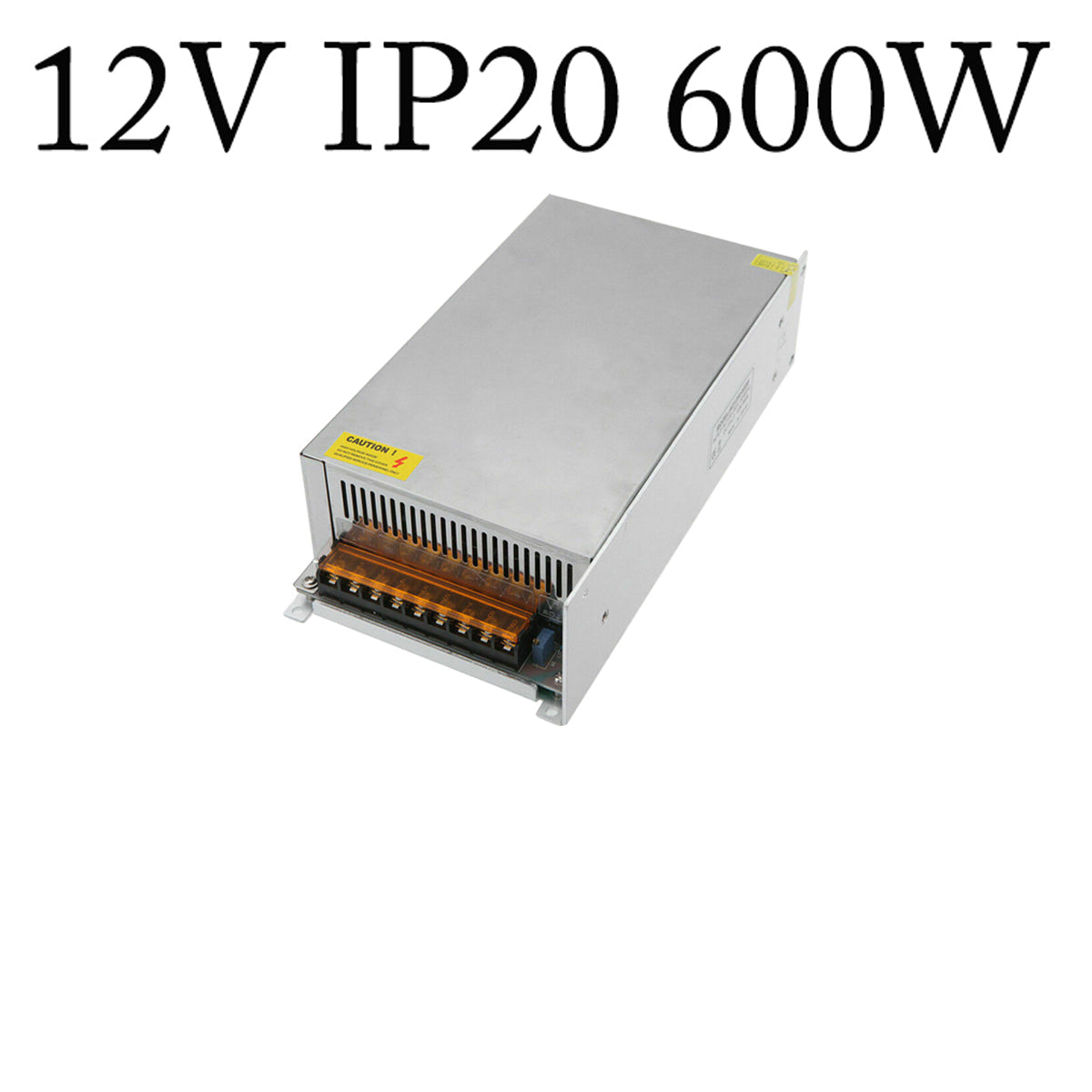 12V IP20 Enclosed Switching Power Supply – 12W to 600W - 600W, Single