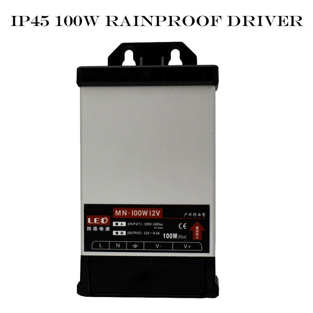 12V IP45 Rainproof LED Power Supply – 60W to 400W - 100W, Single