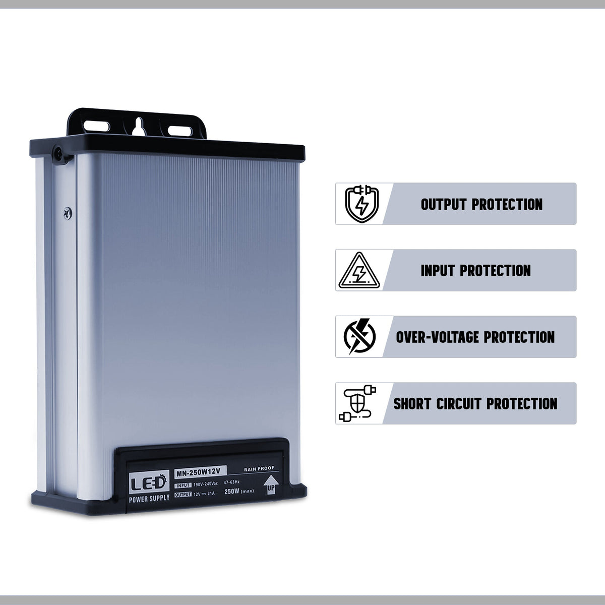 12V IP45 Rainproof LED Power Supply – 60W to 400W - photo 20
