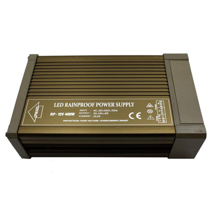 12V IP45 Rainproof LED Power Supply – 60W to 400W - 400W, Single