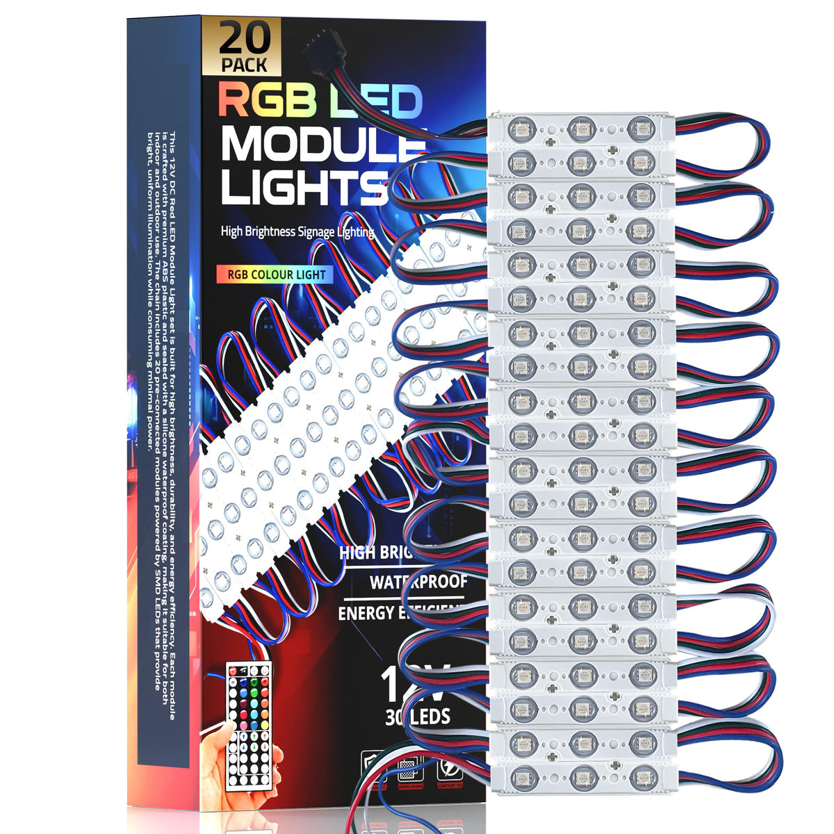 12V IP67 LED Injection Modules – Cool White, Warm White, Green, Blue & RGB - Pack of 20, RGB