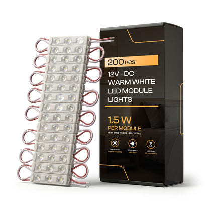 12V IP67 LED Injection Modules – Cool White, Warm White, Green, Blue & RGB - Pack of 200, Warm White