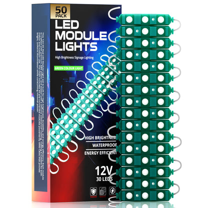 12V IP67 LED Injection Modules – Cool White, Warm White, Green, Blue & RGB - Pack of 50, Green
