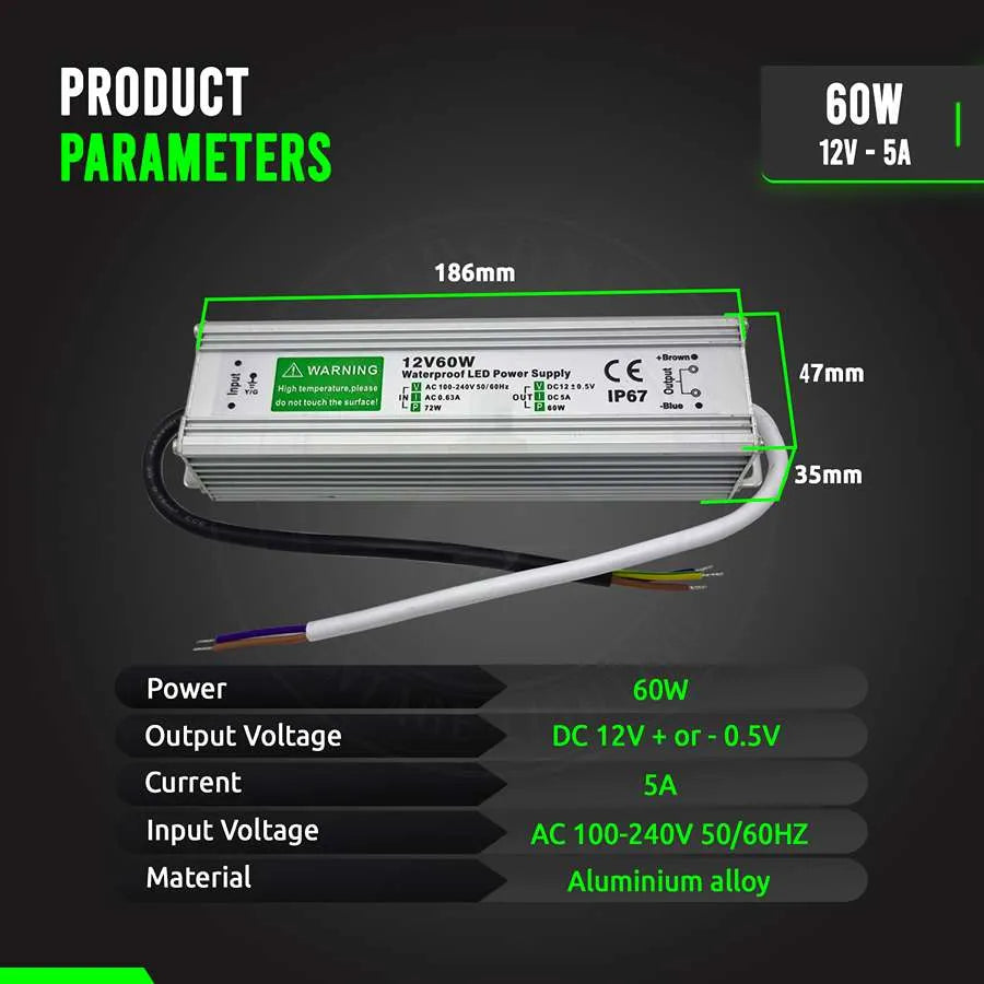 12V IP67 Waterproof LED Driver – 10W to 350W - photo 9