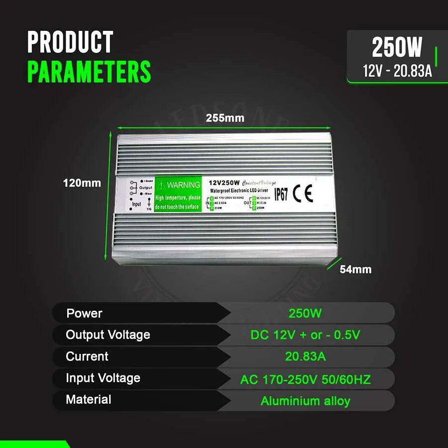 12V IP67 Waterproof LED Driver – 10W to 350W - photo 10