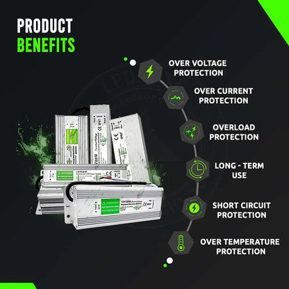 12V IP67 Waterproof LED Driver – 10W to 350W - photo 3