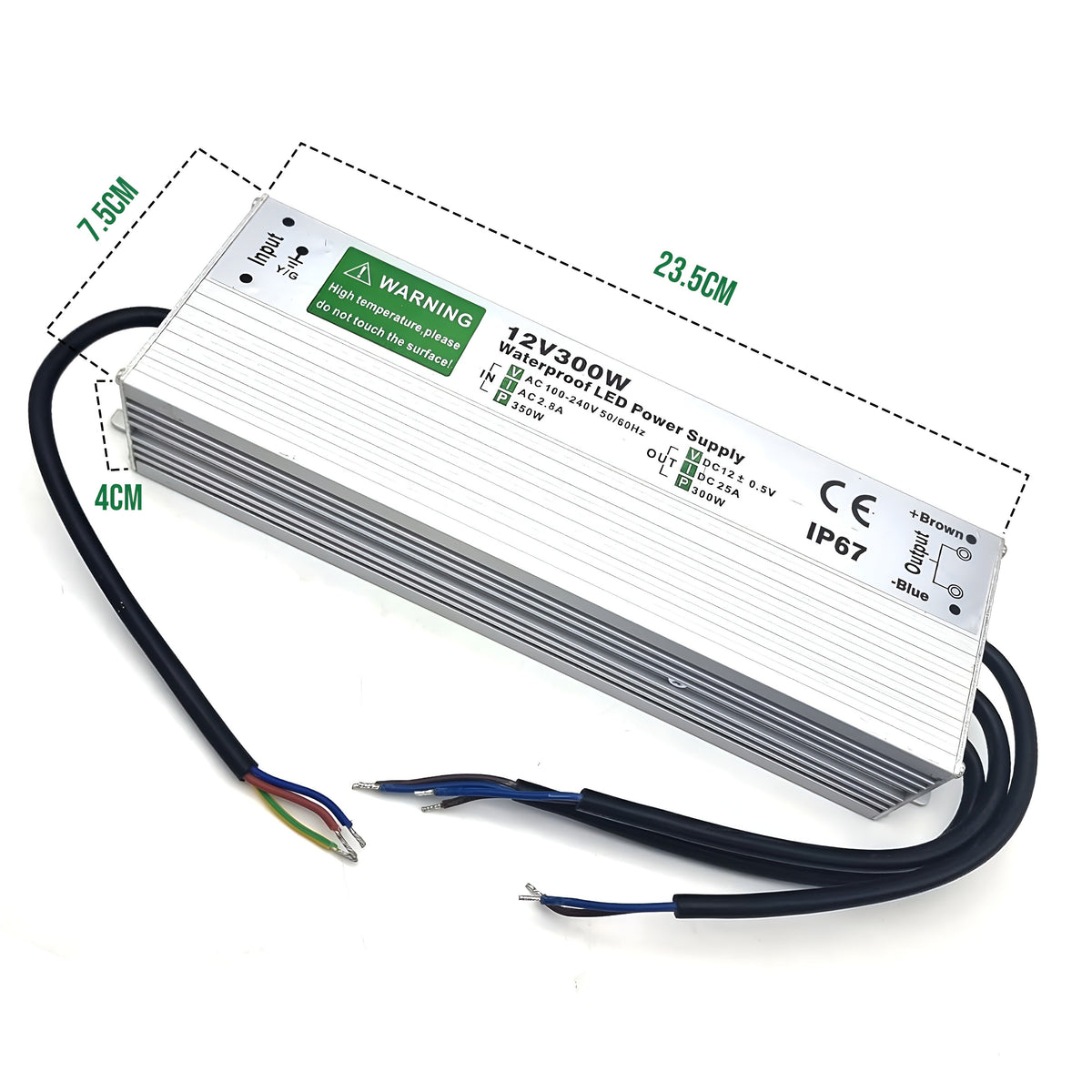 12V IP67 Waterproof LED Driver – 10W to 350W - Single, 300W