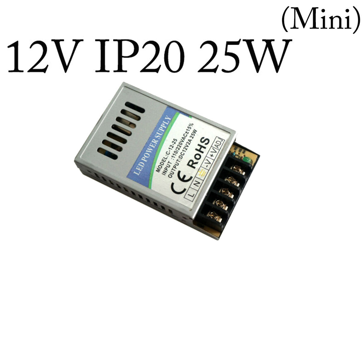 12V Slim IP20 LED Driver – 15W to 360W - 25W, Single