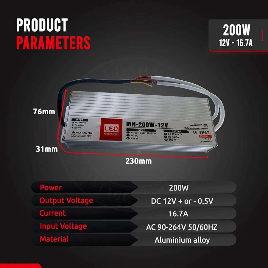 12V Ultra Slim IP67 LED Driver – 60W to 200W - photo 16