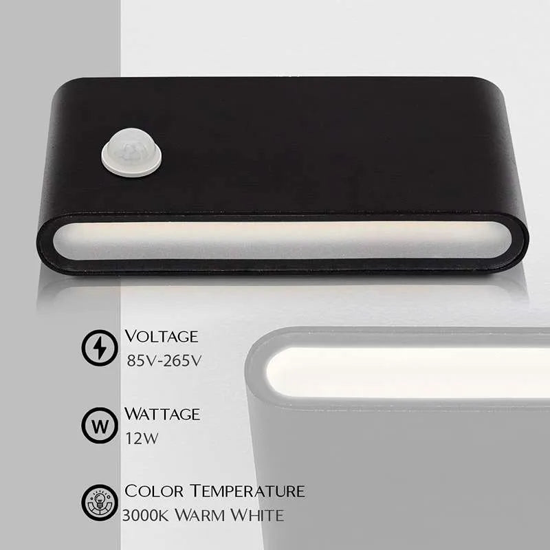 Up Down LED Wall Light with PIR Motion Sensor 12W IP54 – Black - photo 4