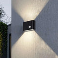 Up Down LED Wall Light with PIR Motion Sensor 12W IP54 – Black - Black, No Shade, Without Bulb