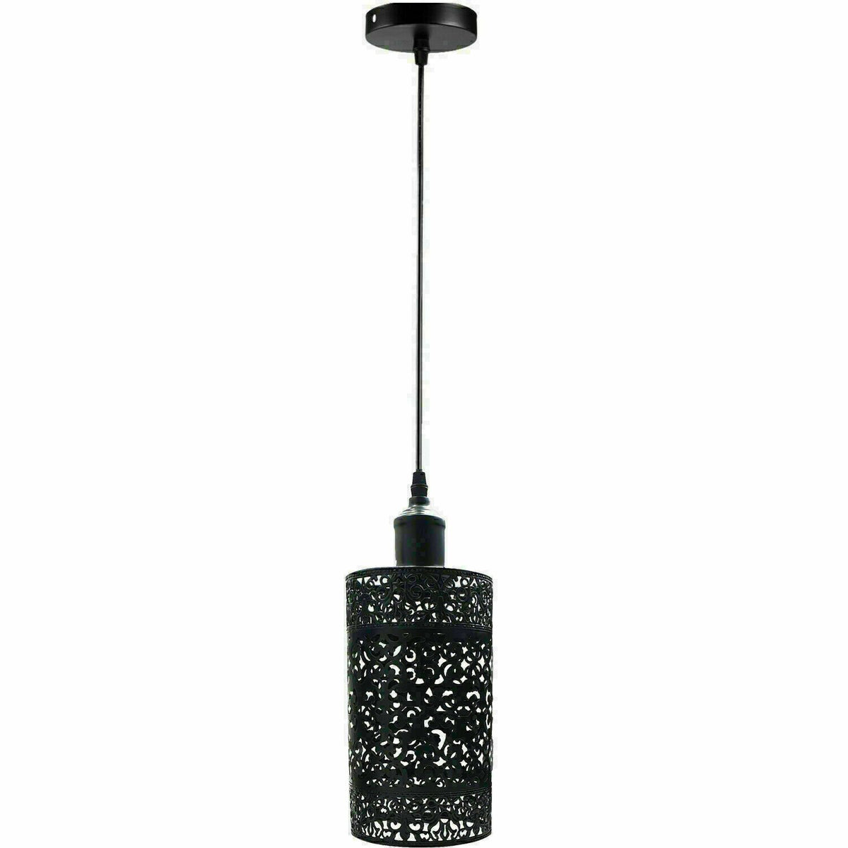 Black Cage Pendant Light – Barrel, Drum or Diamond Wire Cage, E27 - Black, Barrel Cage Style 6 Black, Without Bulb
