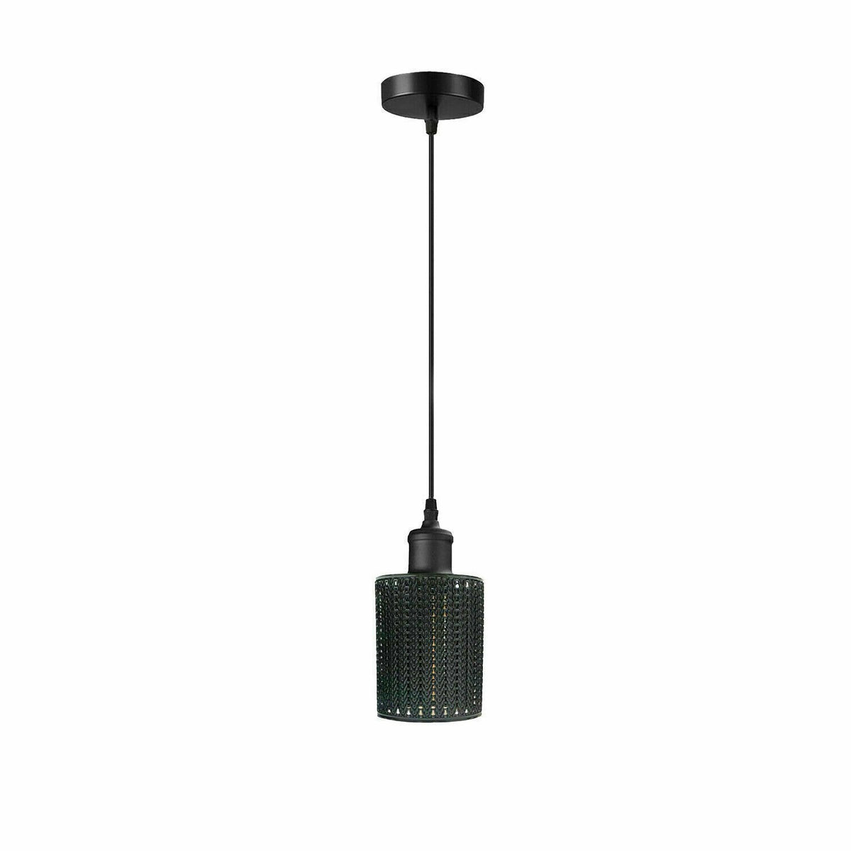 Black Cage Pendant Light – Barrel, Drum or Diamond Wire Cage, E27 - Black, Barrel Cage Style 3 Black, Without Bulb