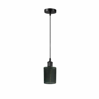 Black Cage Pendant Light – Barrel, Drum or Diamond Wire Cage, E27 - Black, Barrel Cage Style 3 Black, Without Bulb