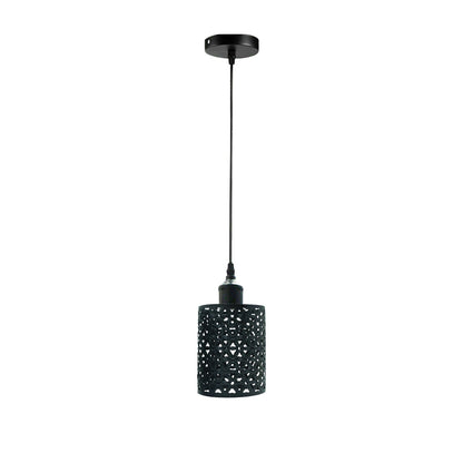 Black Cage Pendant Light – Barrel, Drum or Diamond Wire Cage, E27 - Black, Barrel Cage Style 2 Black, Without Bulb